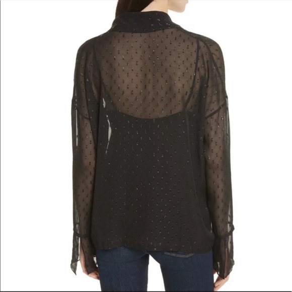 NWT Theory Metallic Silk Scarf Shirt/blouse - Picture 2 of 6